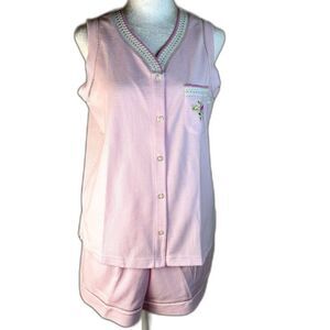 Karen Neuburger Two Piece Women's Sleepwear Sz Sm Pink Thermal Stretch Fabric